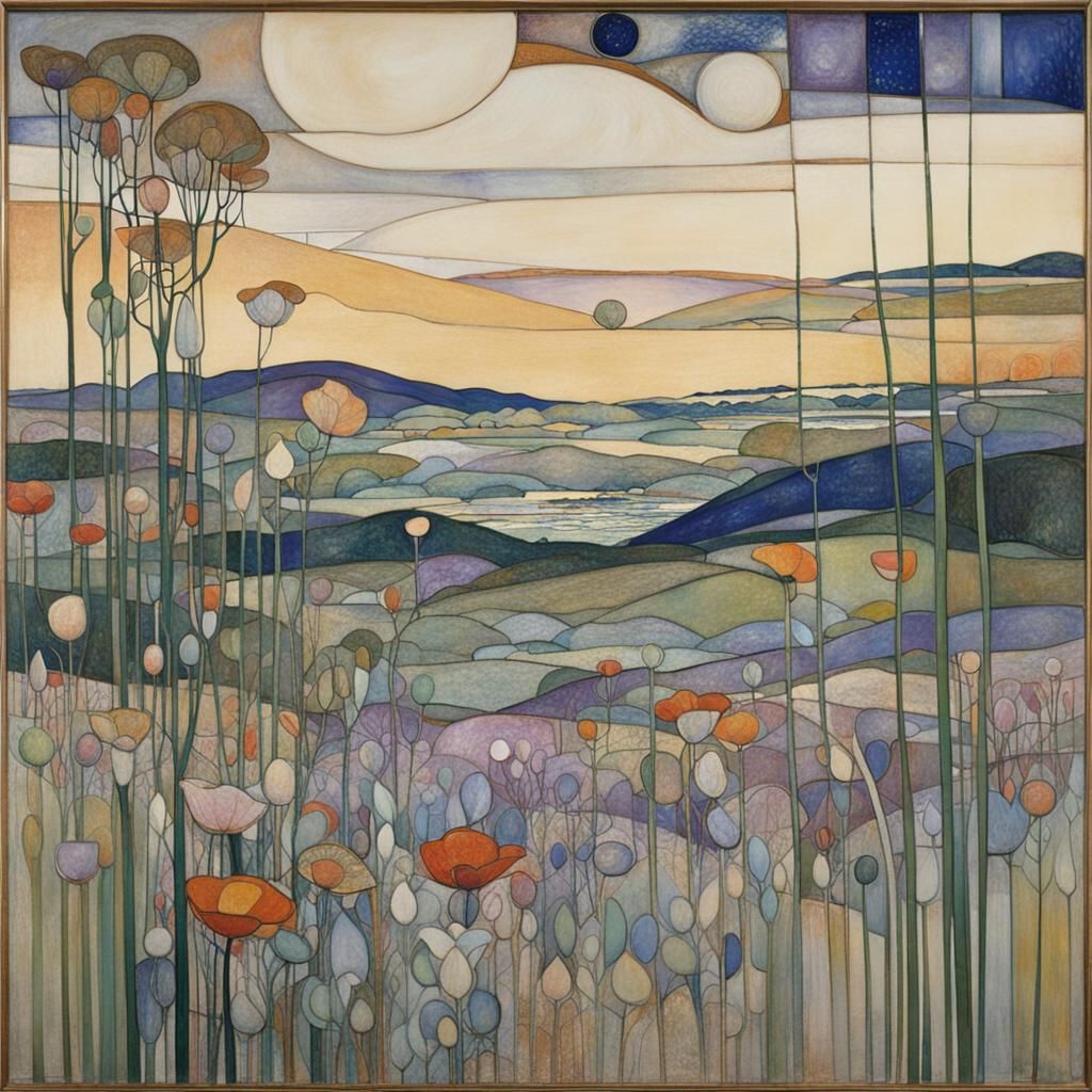 Art Nouveau Landscape Inspired by Mackintosh and Petersen