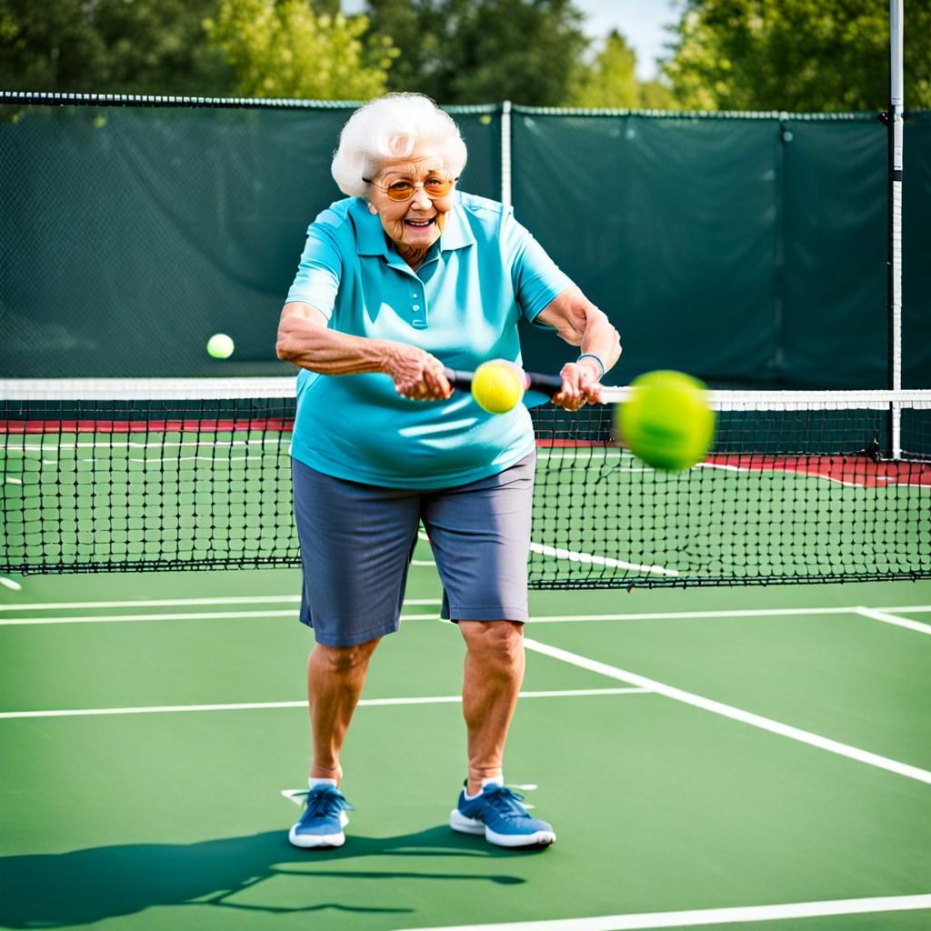 Humorous Grandma Plays Pickleball with Boyfriend