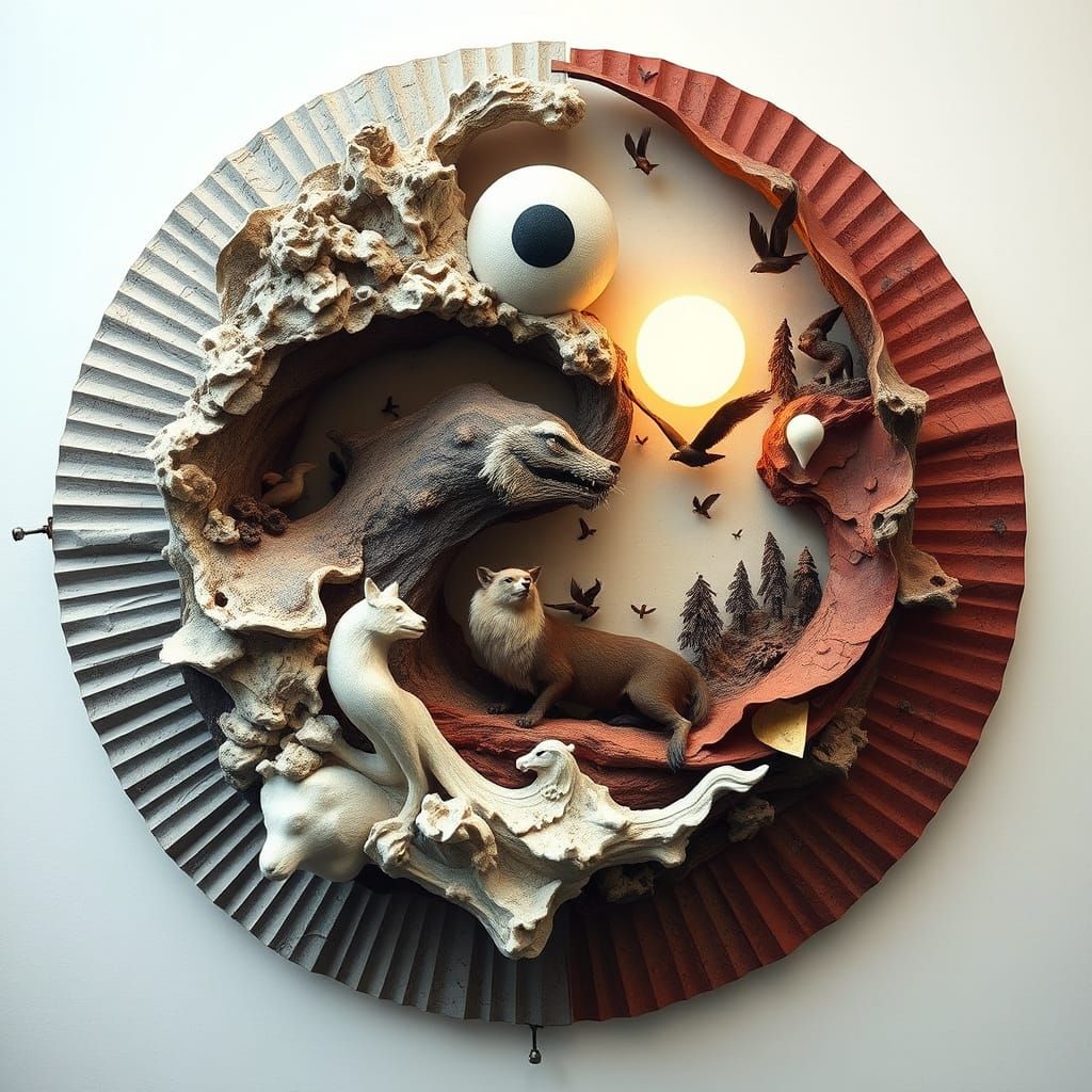 Surrealist Yin and Yang Photo with Wildlife