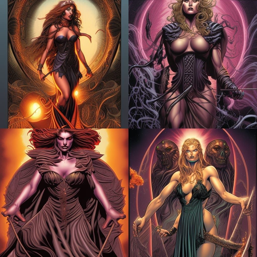 Dark Goddess in Comic Book Art Style