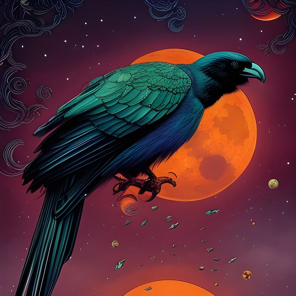 Blood Moon Crow Dark Fantasy Concept Art