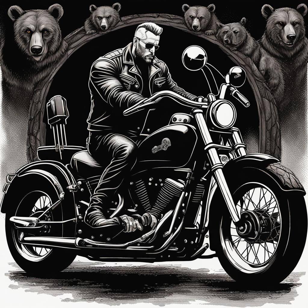 Leather Bear Biker: Dark and Handsome