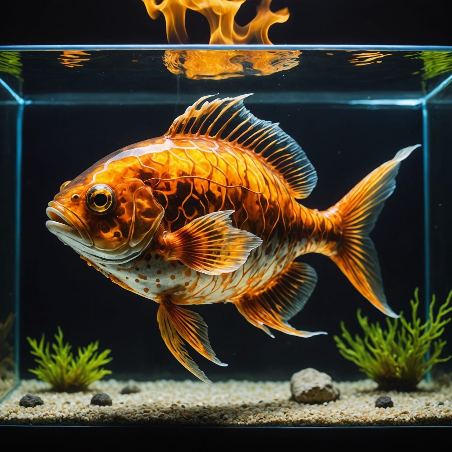 Fiery Fish in Watery Habitat