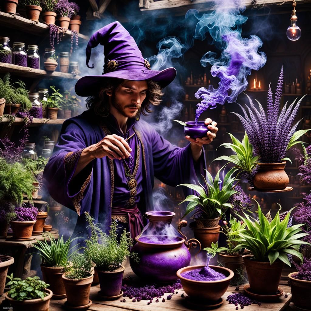Young Sorcerer's Purple Potion: A Magical Still Life