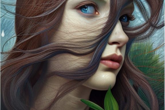 Ethereal Nymph Portrait in Pre-Raphaelite Style