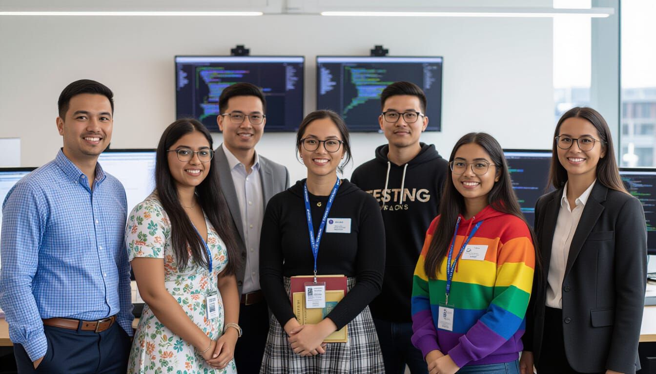 Diverse IT Team Poster in Modern Office