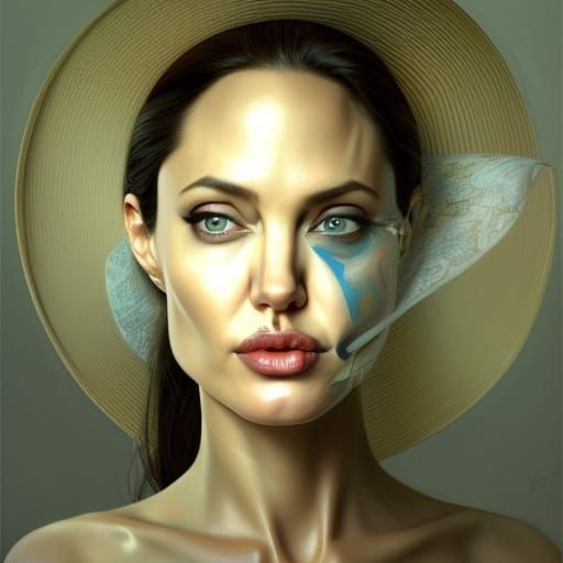 Portrait in a Straw Hat, Art Nouveau Style