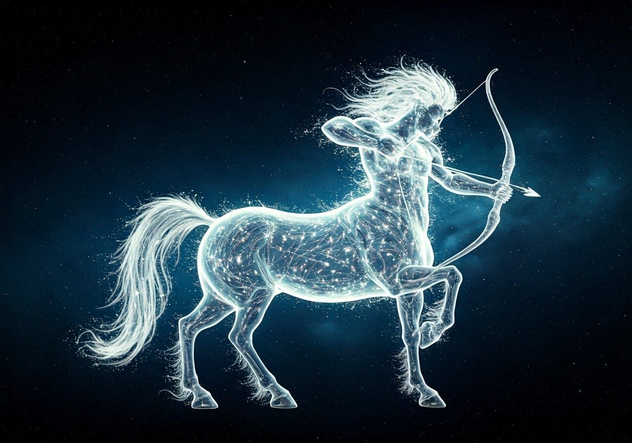 Radiant Centaur Made of Light in Galactic Space