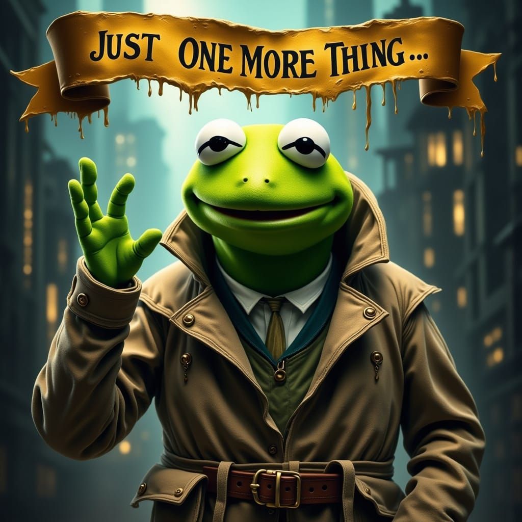 Kermit the Frog Investigates in Hyperrealistic Style
