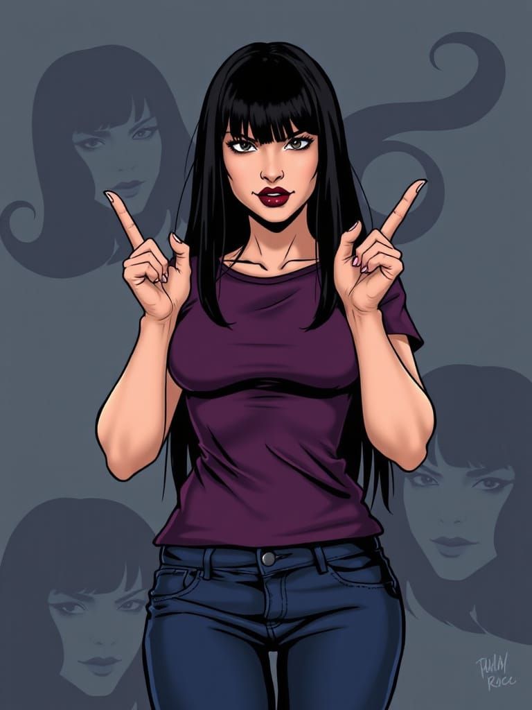 Mischievous Woman Makes Horns Gesture Comic Cover