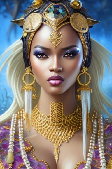 Gorgeous African Female Portrait in Ethereal Fantasy Style