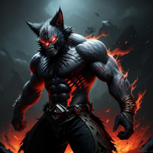 Undead Wrestler with Spectral Flames: Fantasy Art