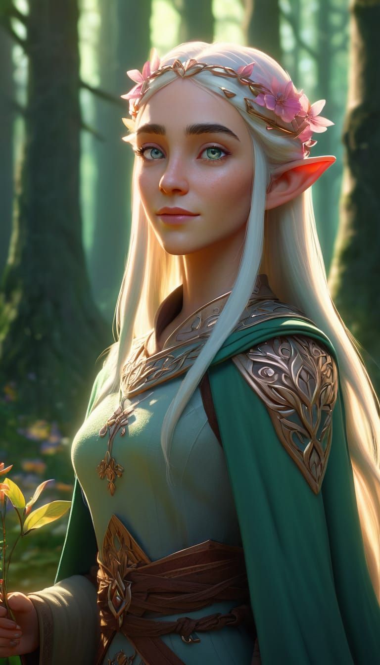 Enchanting Elf Portrait in Dofus Art Style