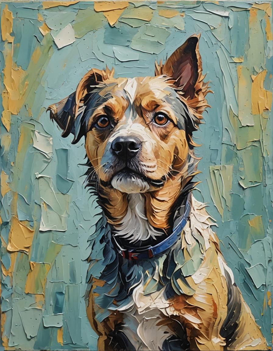 Dog Portrait as Impasto Painting