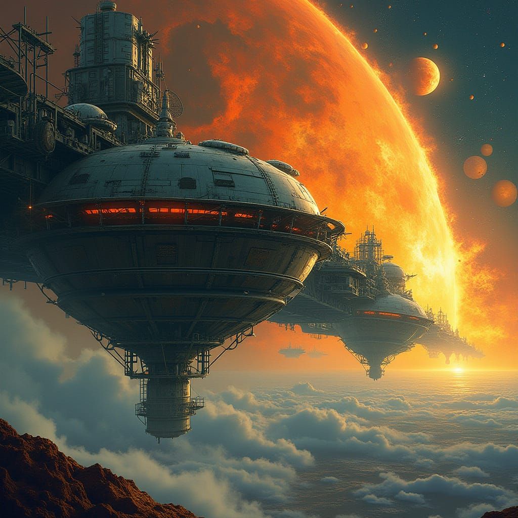 Colossal Spacecraft with Futuristic Industrial Design