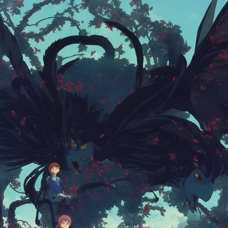 Demon Butterfly in Studio Ghibli Anime Style