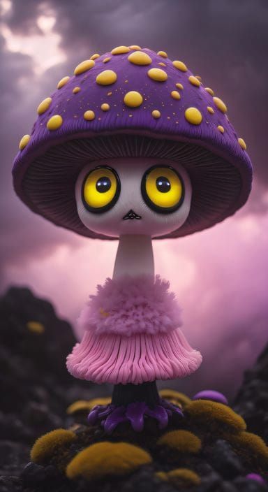 Purple and Yellow Mushroom Dude