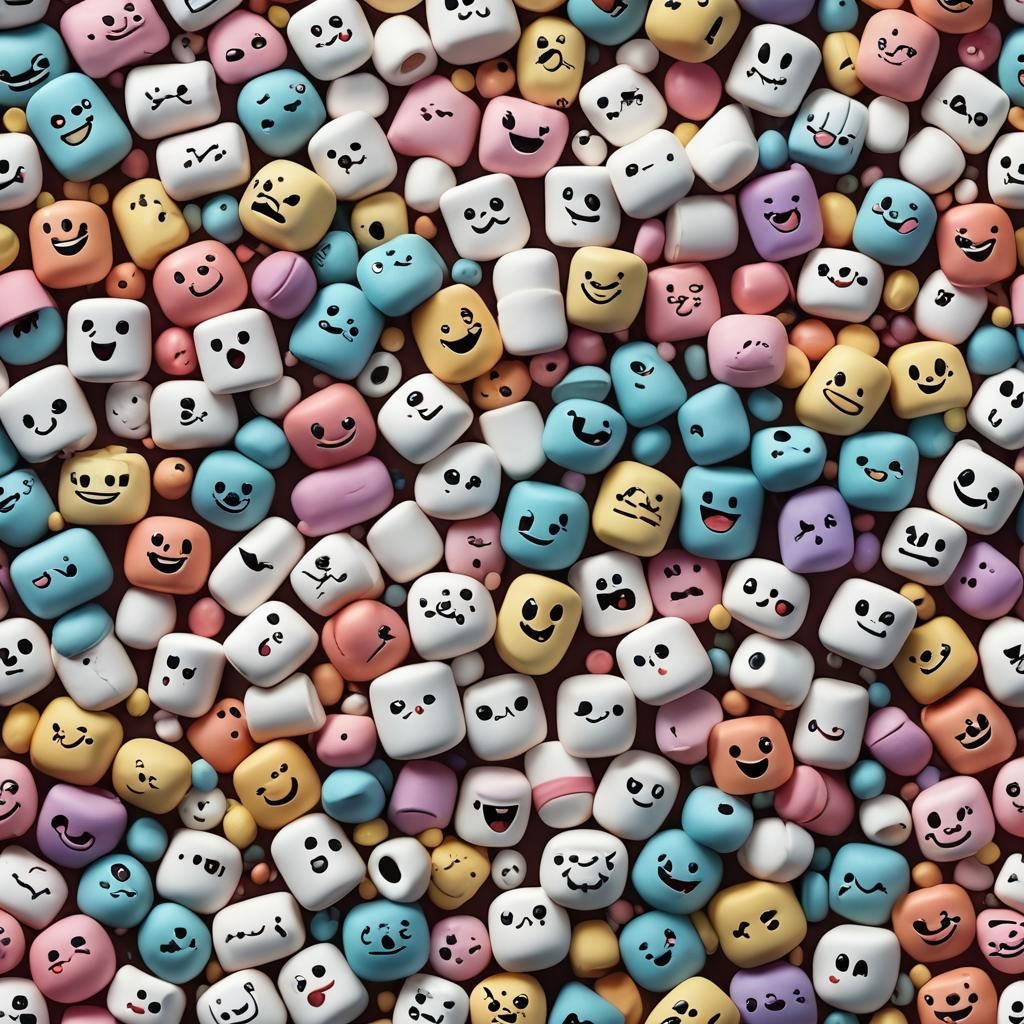 Marshmallow Characters Displaying Varied Emotions