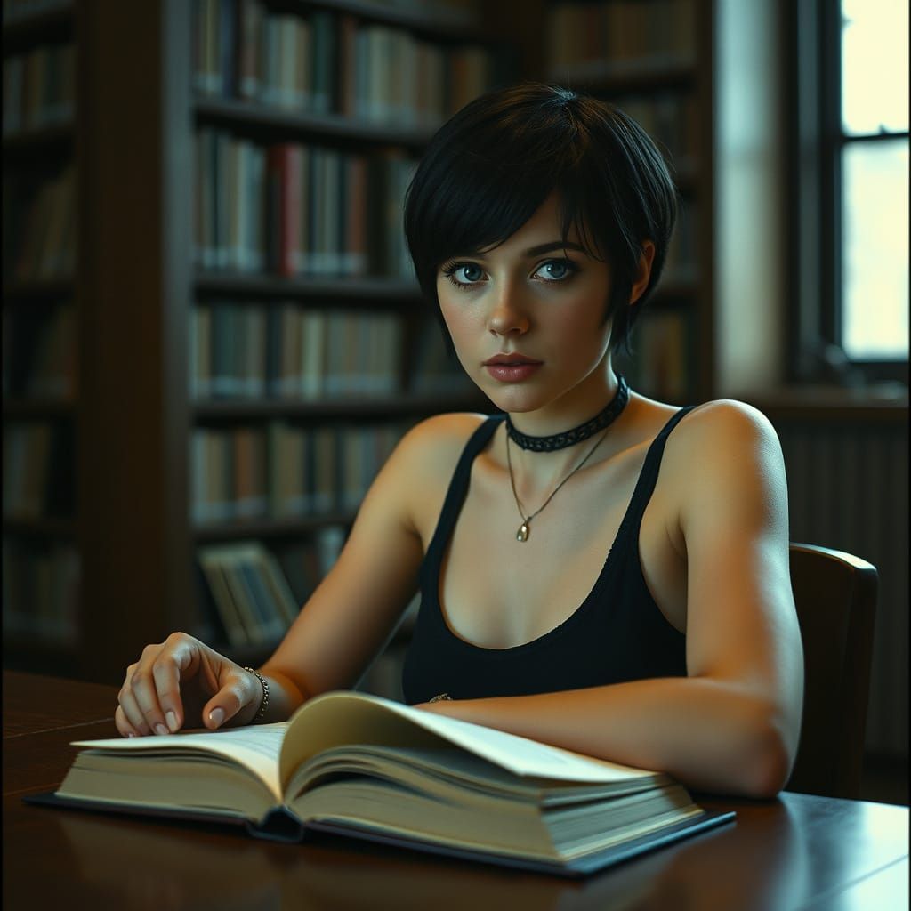 Cinematic Library Portrait of Young Woman