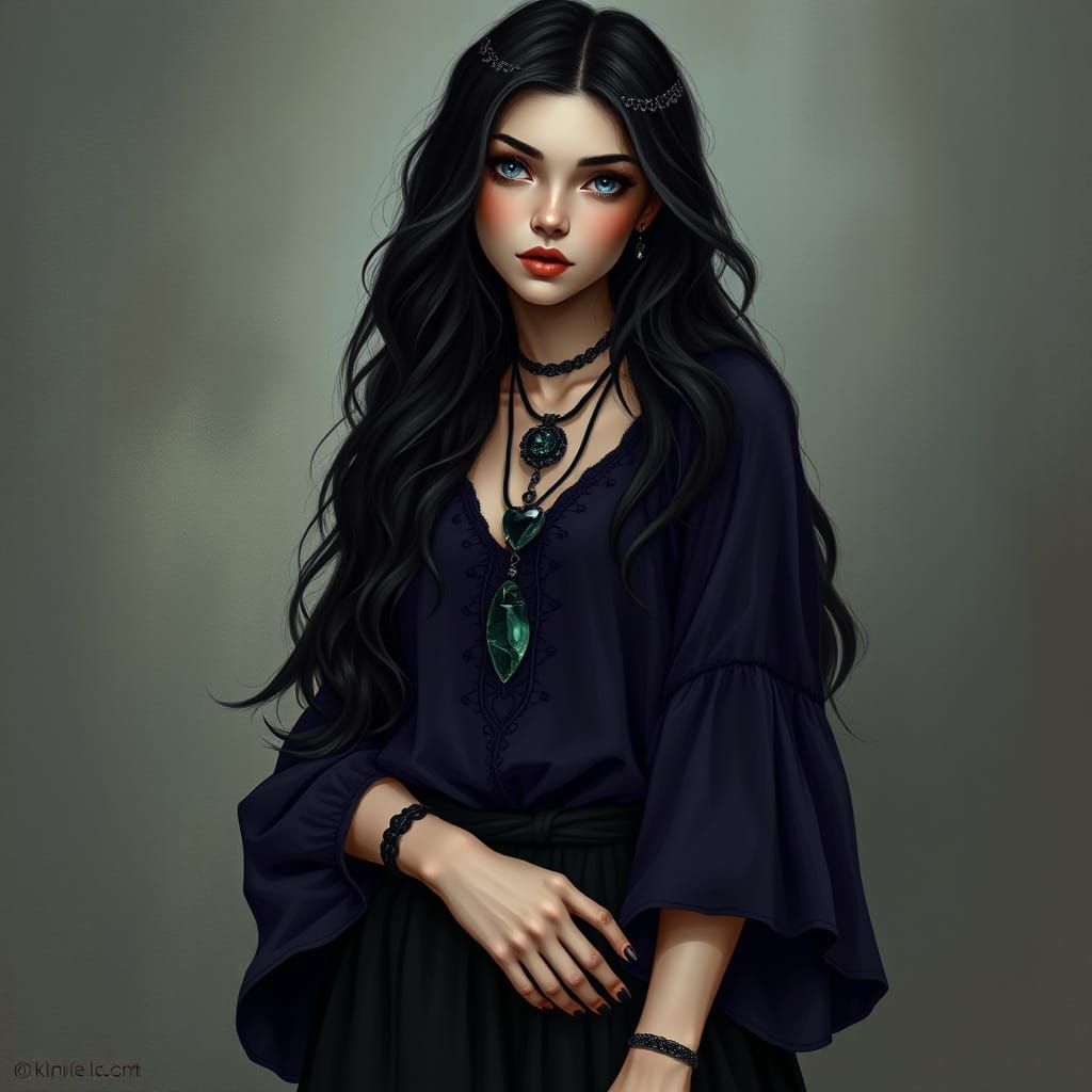 Ethereal Goddess in Dark Fantasy Attire