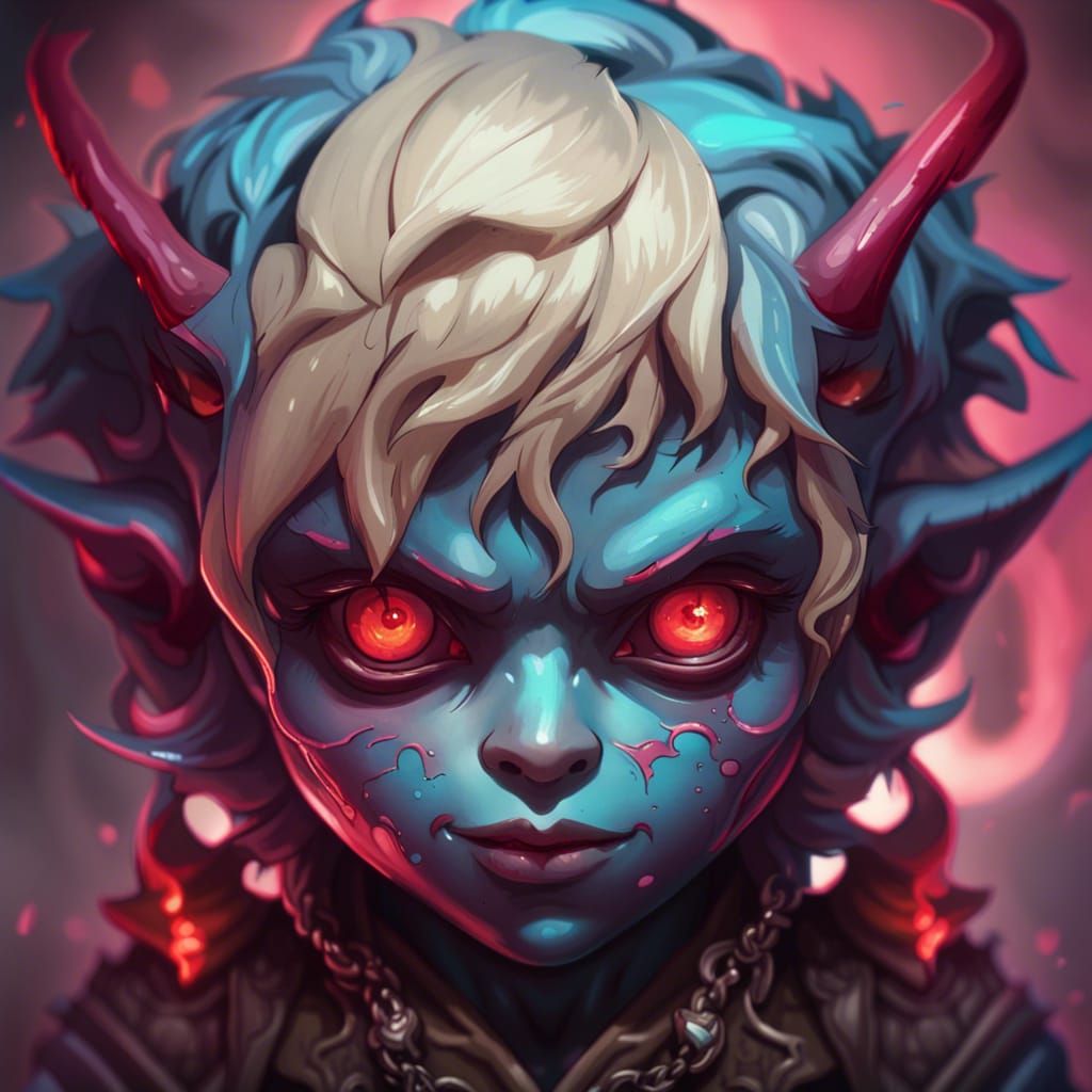 Demonic Chibi Beelzebub Portrait in Digital Art Style