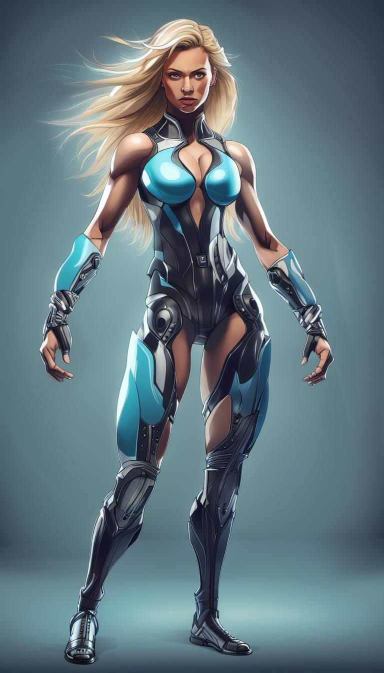 Anime Android Bodybuilder in Wrestling Arena