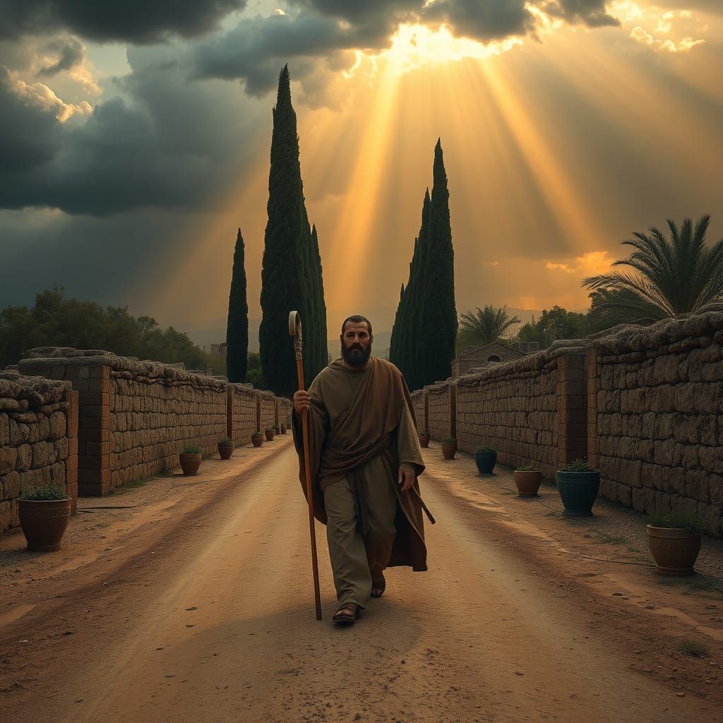 Apostle Paul Walks the Ancient Road