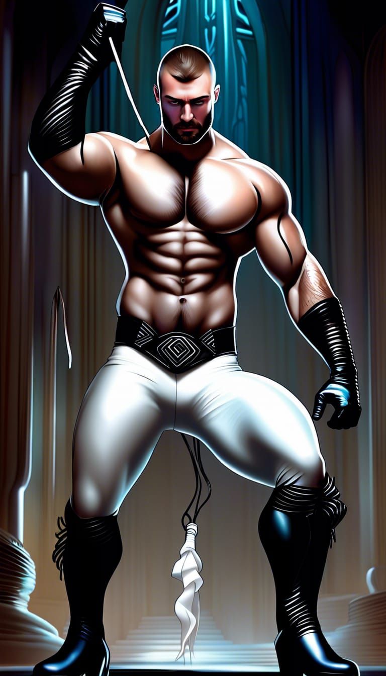 Muscular Man in White Catsuit: Fantasy Concept Art