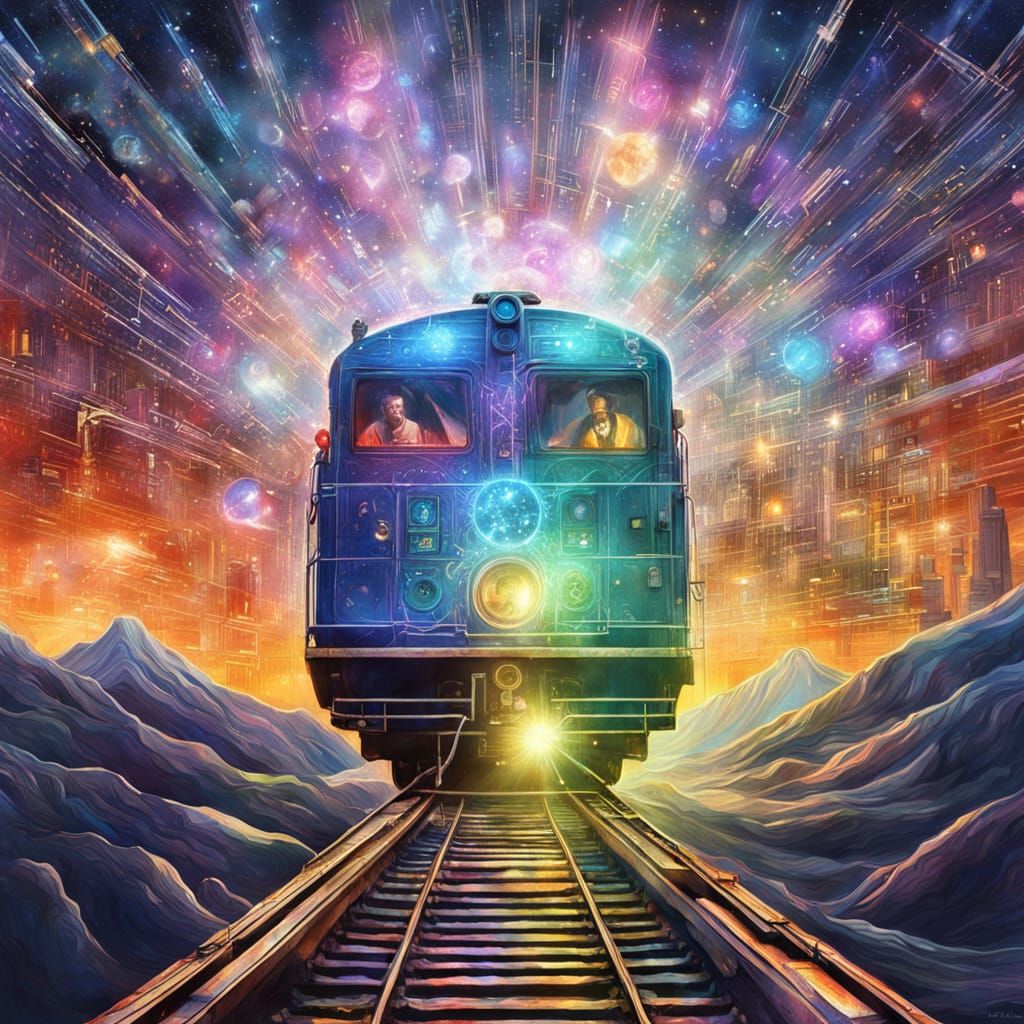 Surreal Cosmic Train Blurs Boundaries in a Holographic Aesth...