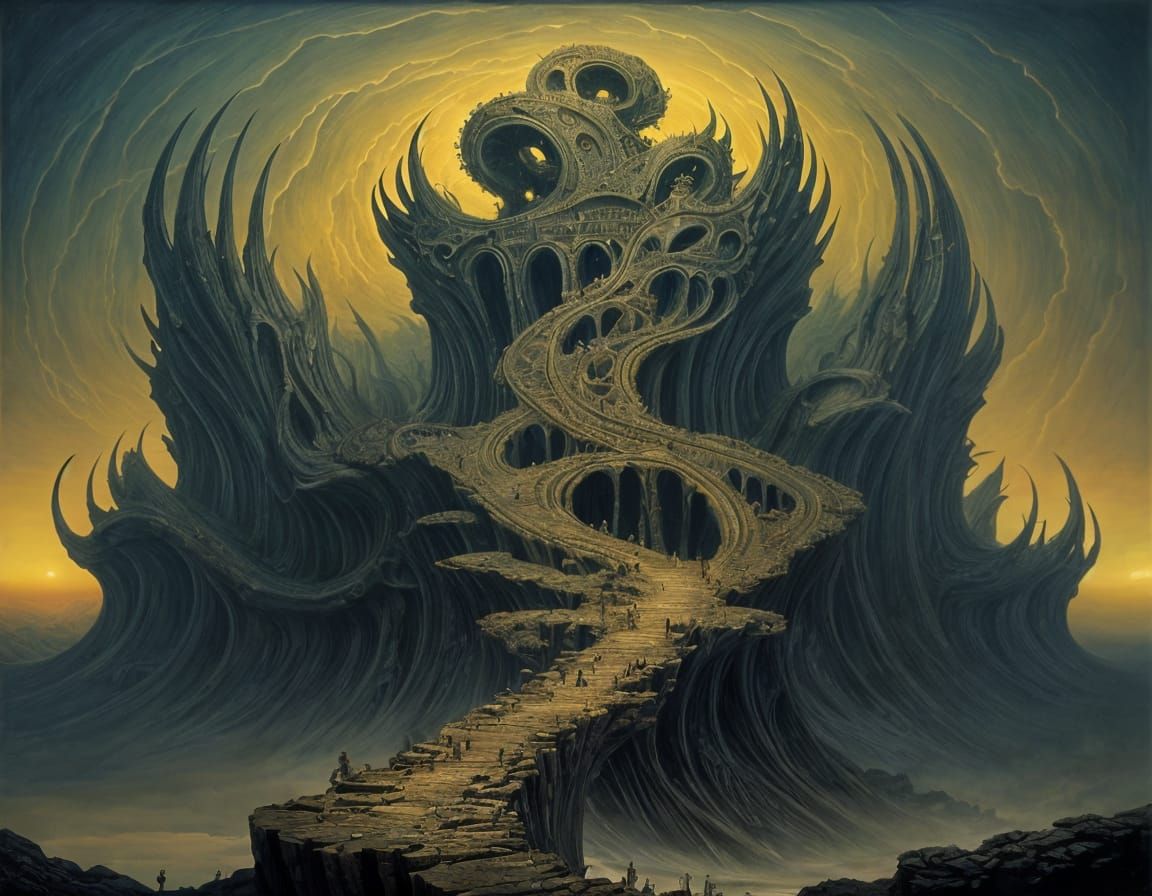 Surreal Landscape Painting Inspired by Escher