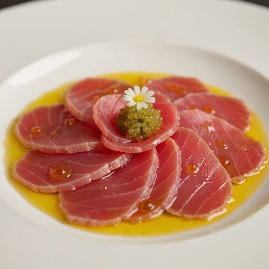 Tuna Carpaccio Flower with Wasabi Caviar