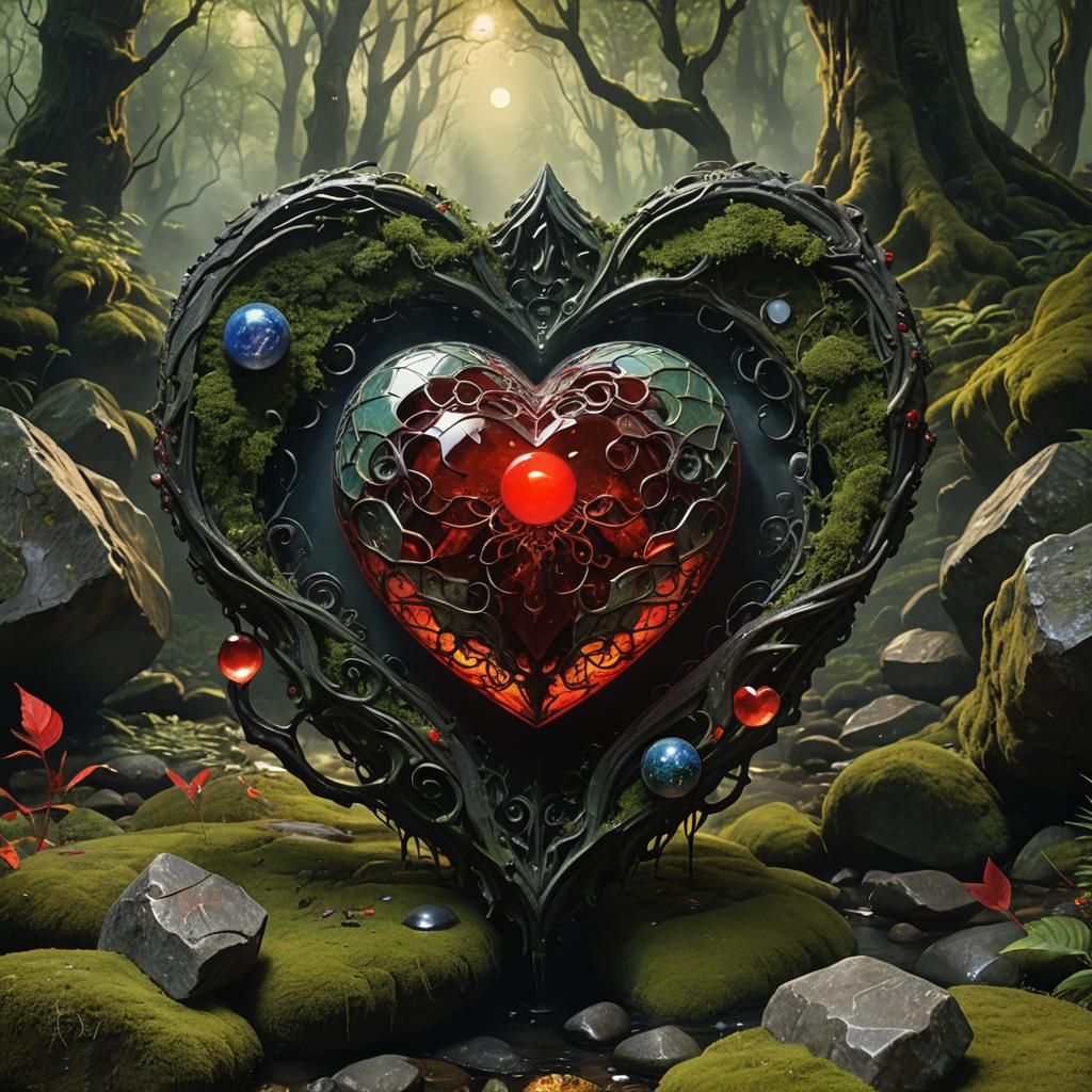 Metatron's Cube Heart in Enchanted Forest