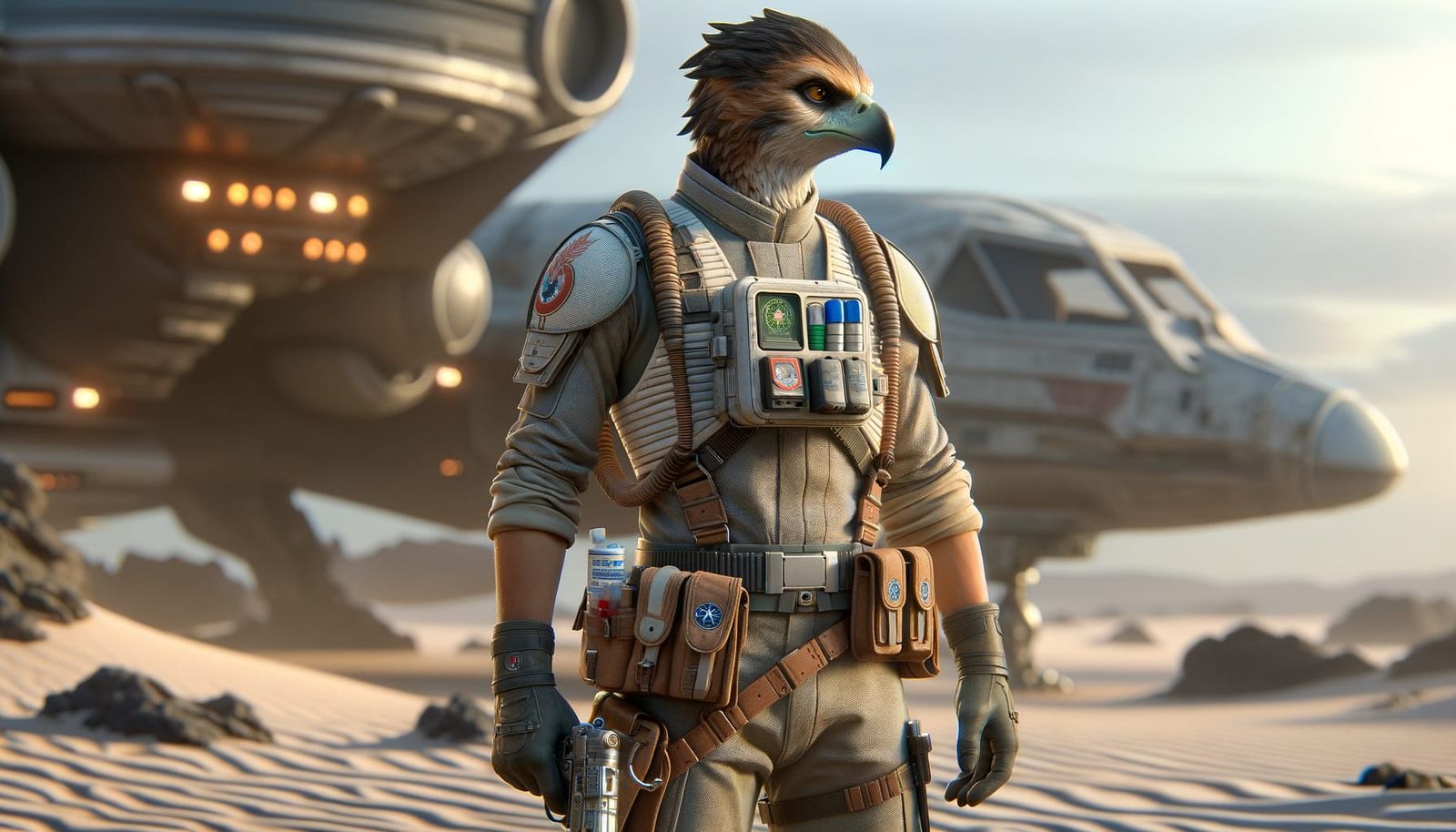 Sci-Fi Doctor Colonist in Armored Clothing