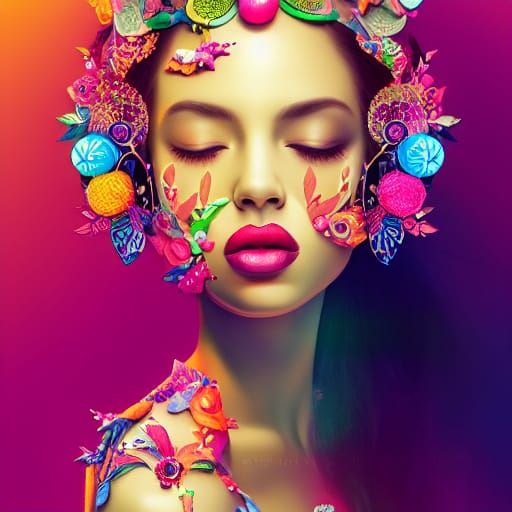 Fantasy Portrait: Dark Skinned Beauty in Hyperrealism