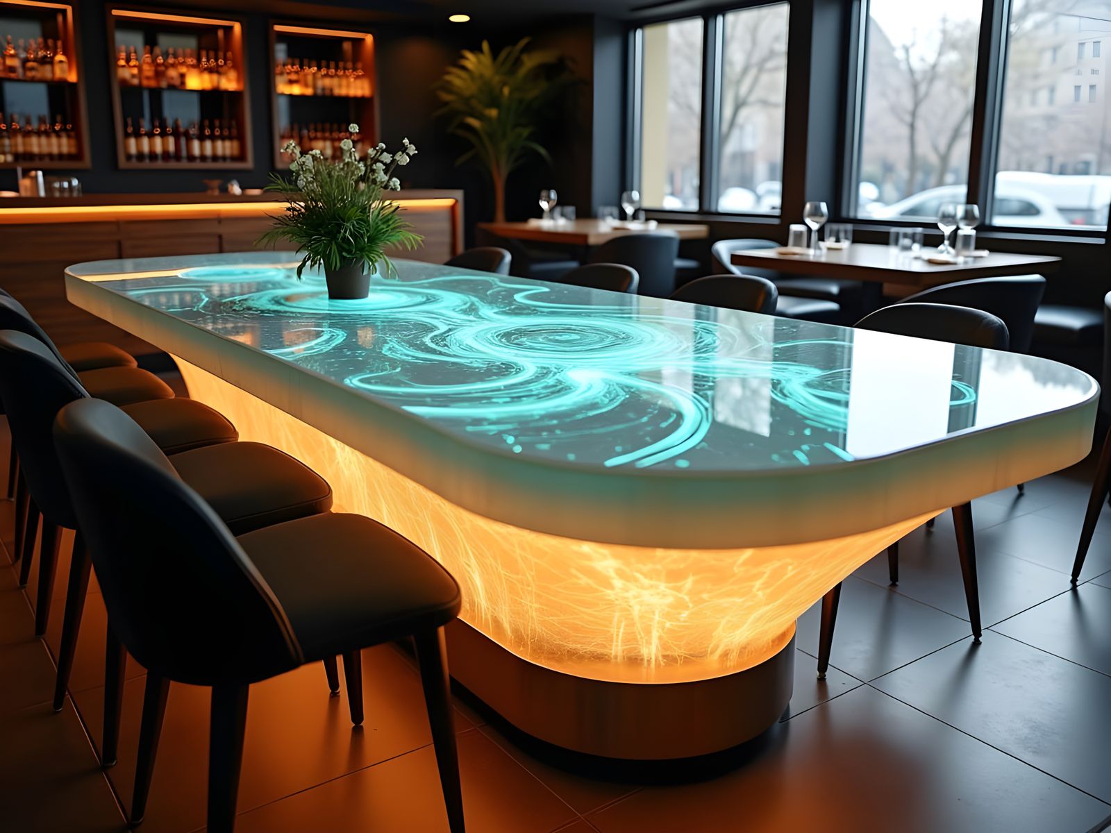 Ethereal Modern Italian Table in Neon Glow