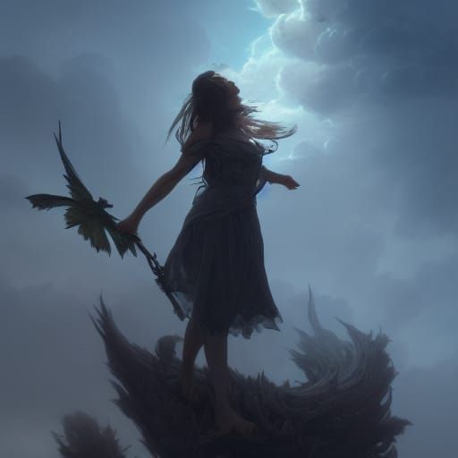 Dark Fantasy Sky Fairy Concept Art in 8K
