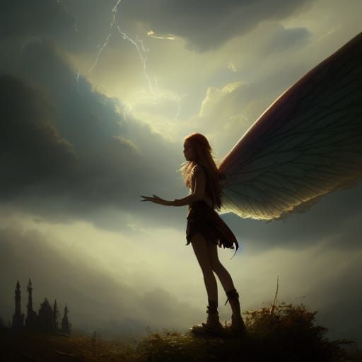 Sky and Clouds Fairy in Dark Fantasy Style