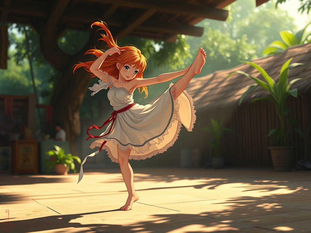 Orange-Haired Girl Dancing: Anime Key Visual