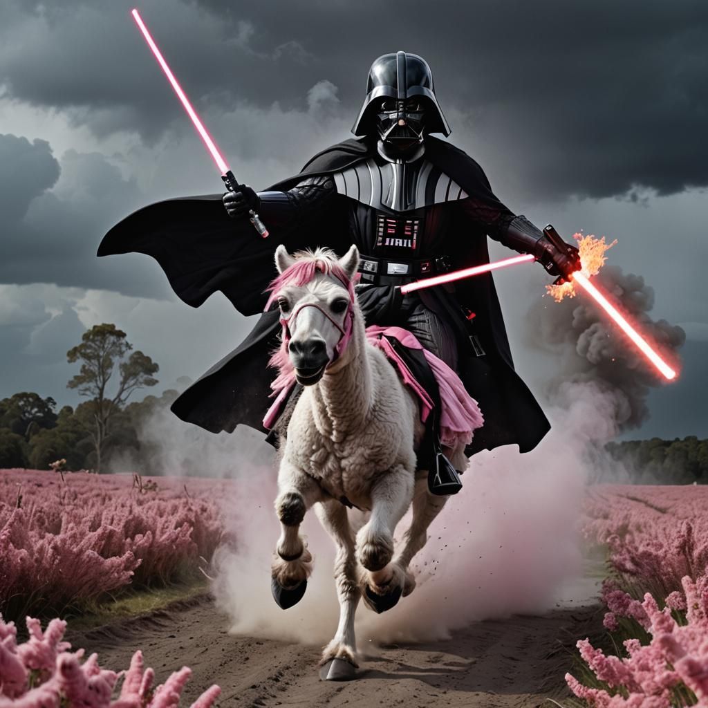 Darth Vader on Alpaca in Hyperrealistic Style