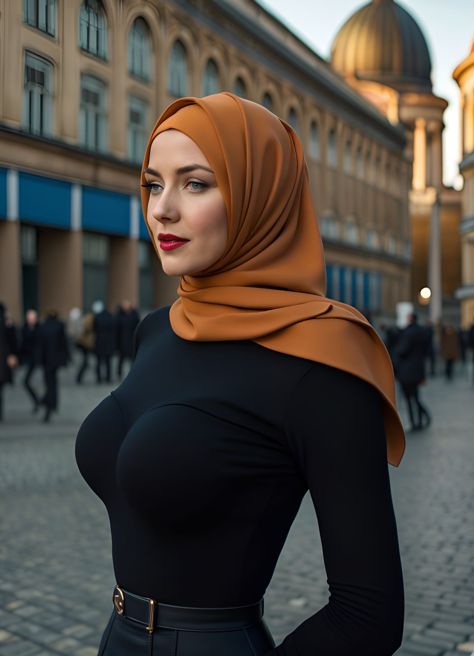 Curvy Woman in Berlin in Hyperrealistic Style