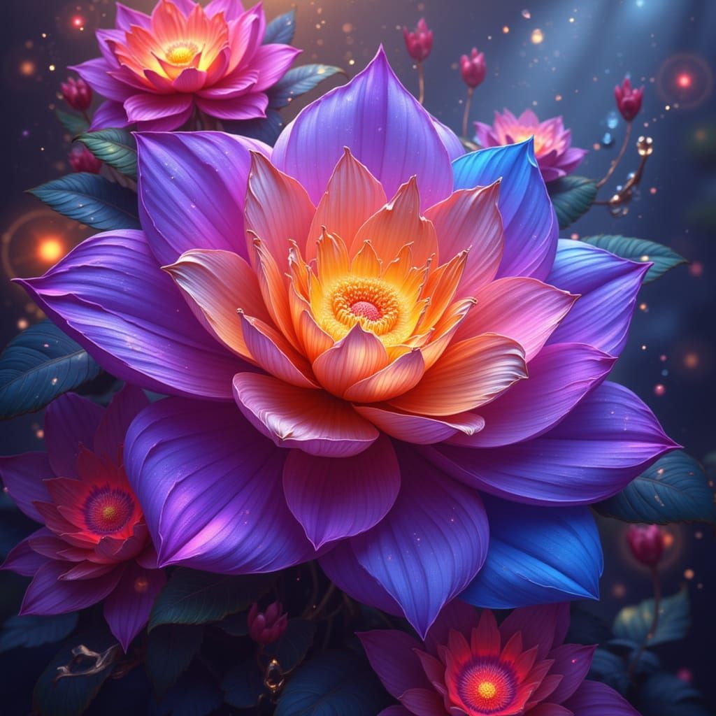 Whimsical Flowers with Musical Notes in Fantasy Style