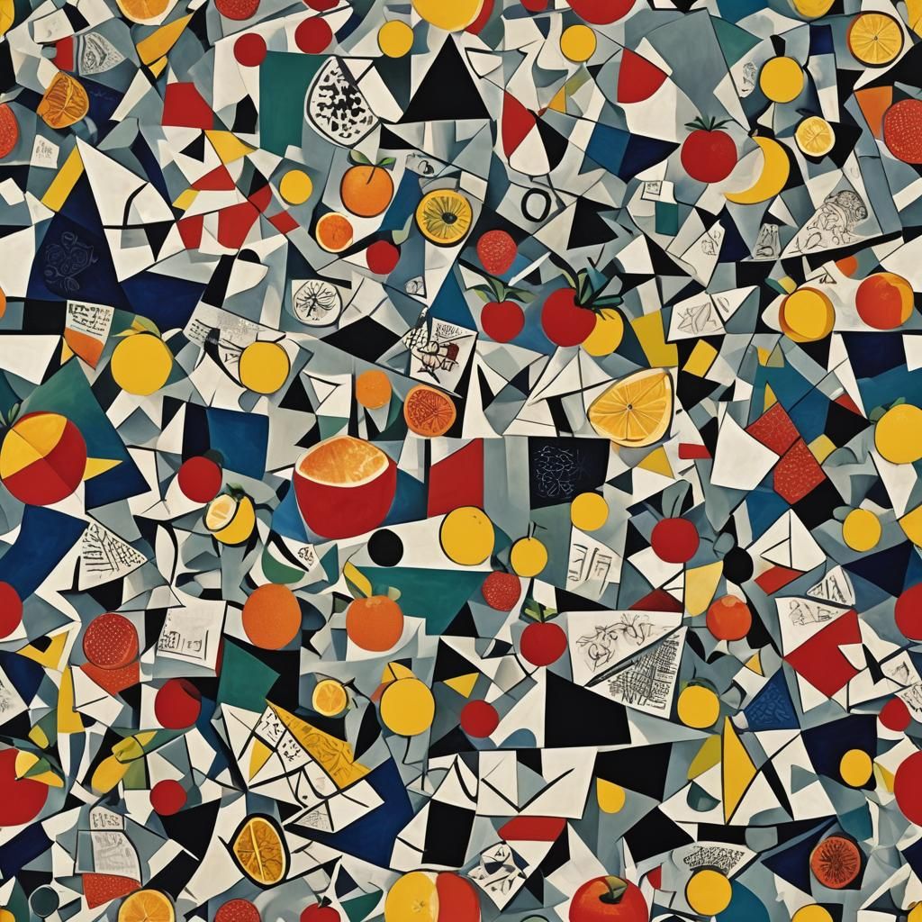 Cubist Still Life with Fragmented Geometric Forms