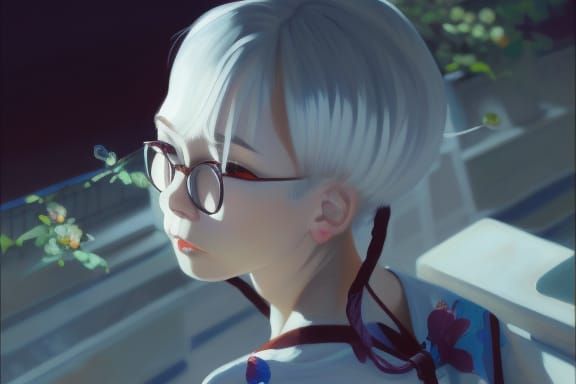 Anime Girl Portrait in Acrylic Painting Style