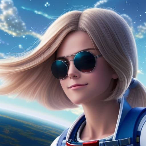 Smiling Astronaut in Anime Comic Book Style