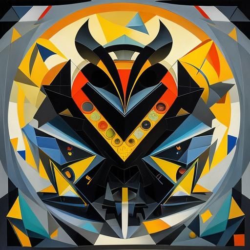 Abstract Cubist Composition in Geometric Style