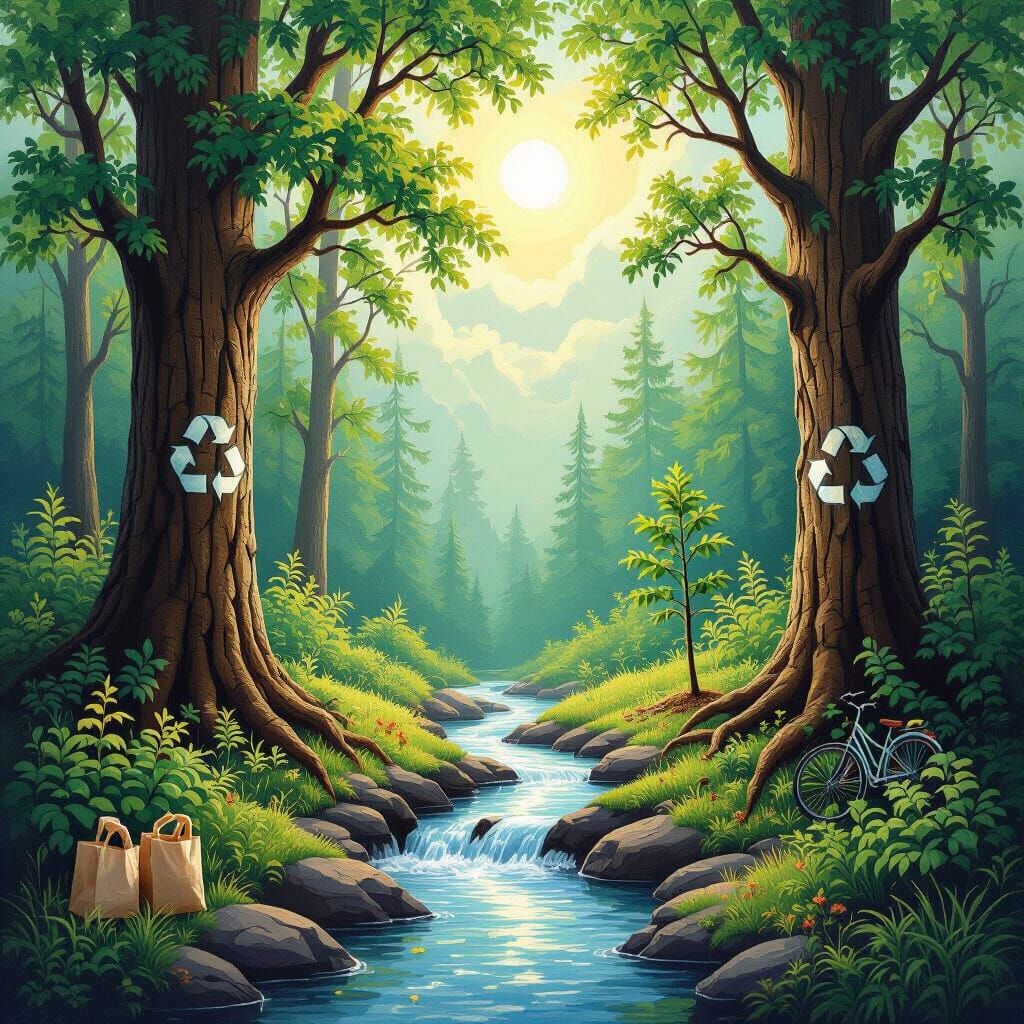 Vibrant Forest Scene Symbolizing Environmental Consciousness