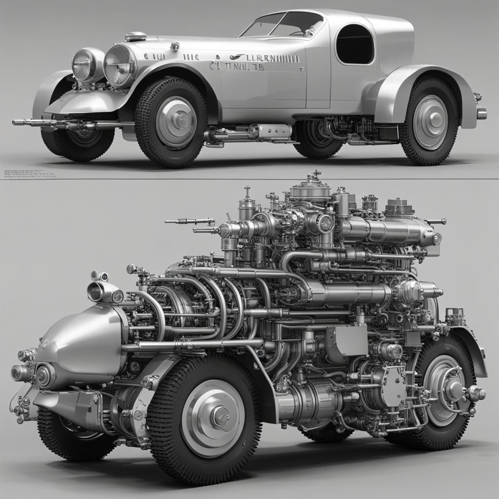 Janky Cold War Car with Tank Engine, Cutaway View