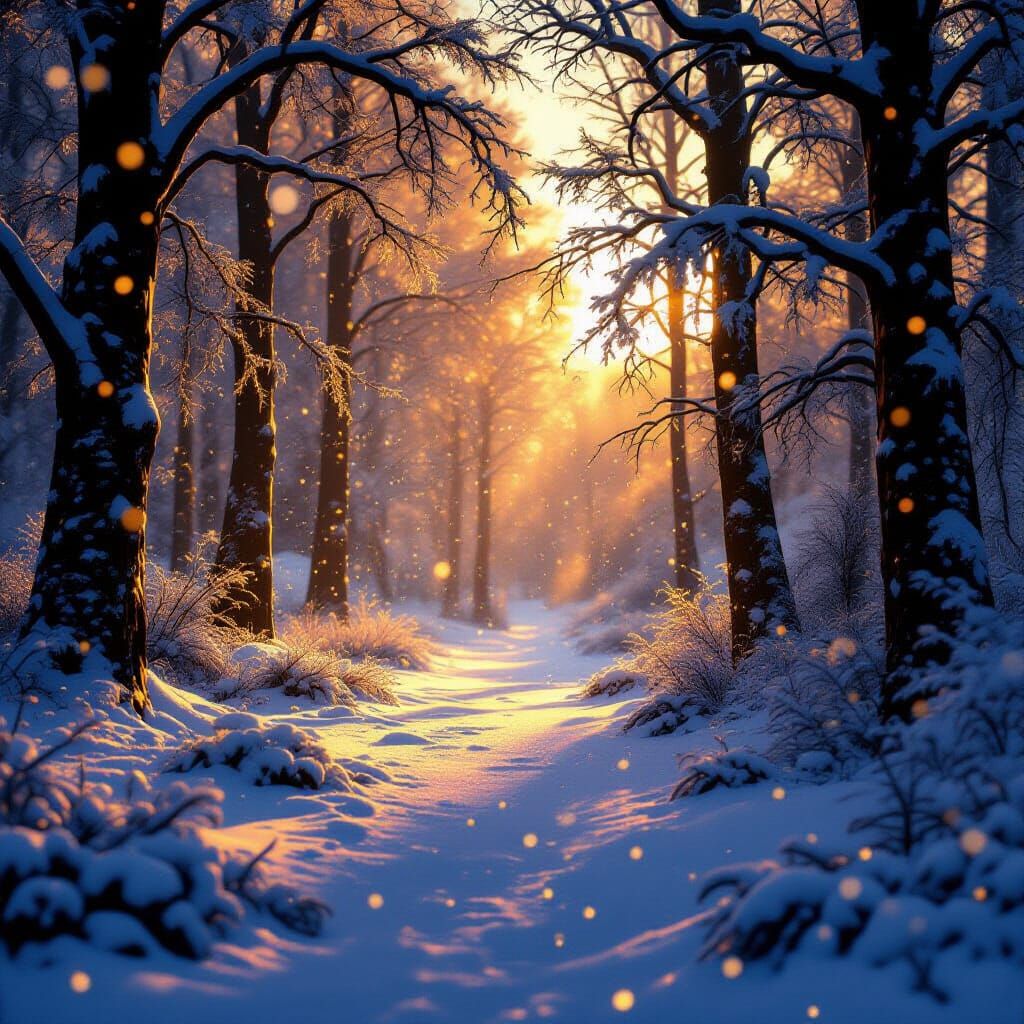 Enchanted Forest Clearing in Golden Hour Light