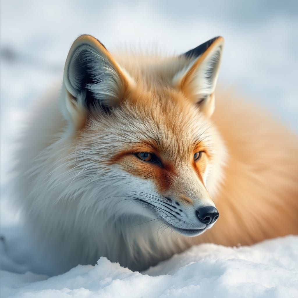 Hyper-Realistic Arctic Fox in Snowy Camouflage