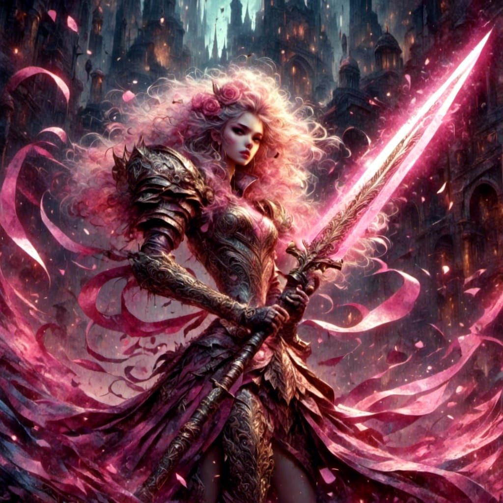 Golden Rapier with Rose Quartz Inlays